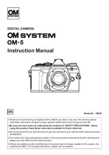 Olympus OM 5 manual. Camera Instructions.